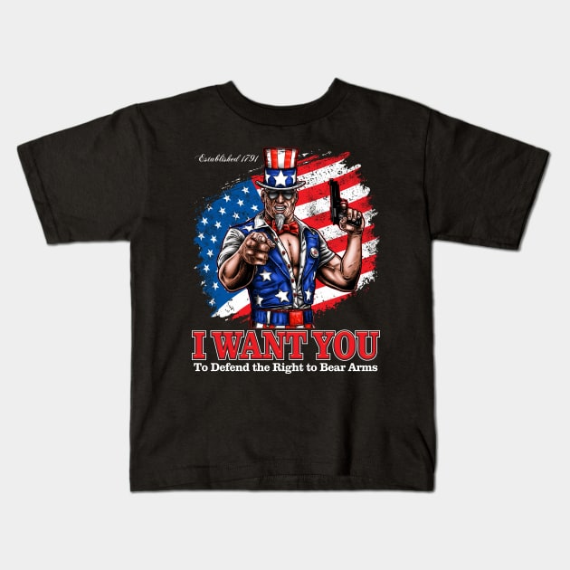 I Want You Jacked Uncle Sam Kids T-Shirt by Fine Design Creative